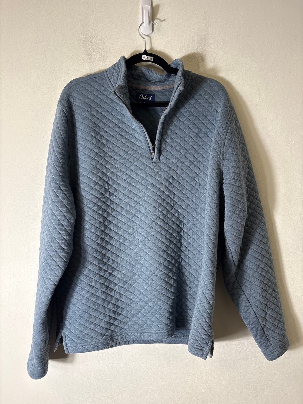 Men's Oxford Blue Long Sleeve Quilted Pullover Sz XL